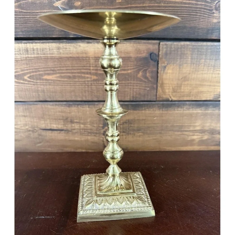 Vintage 1998 Classic Collection Victorian Pillar Candle Holder Brass Tone 6.5